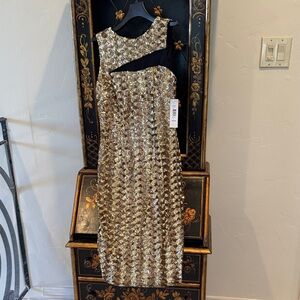 Badgley Mischka Shimmering Gold Sequin Gown